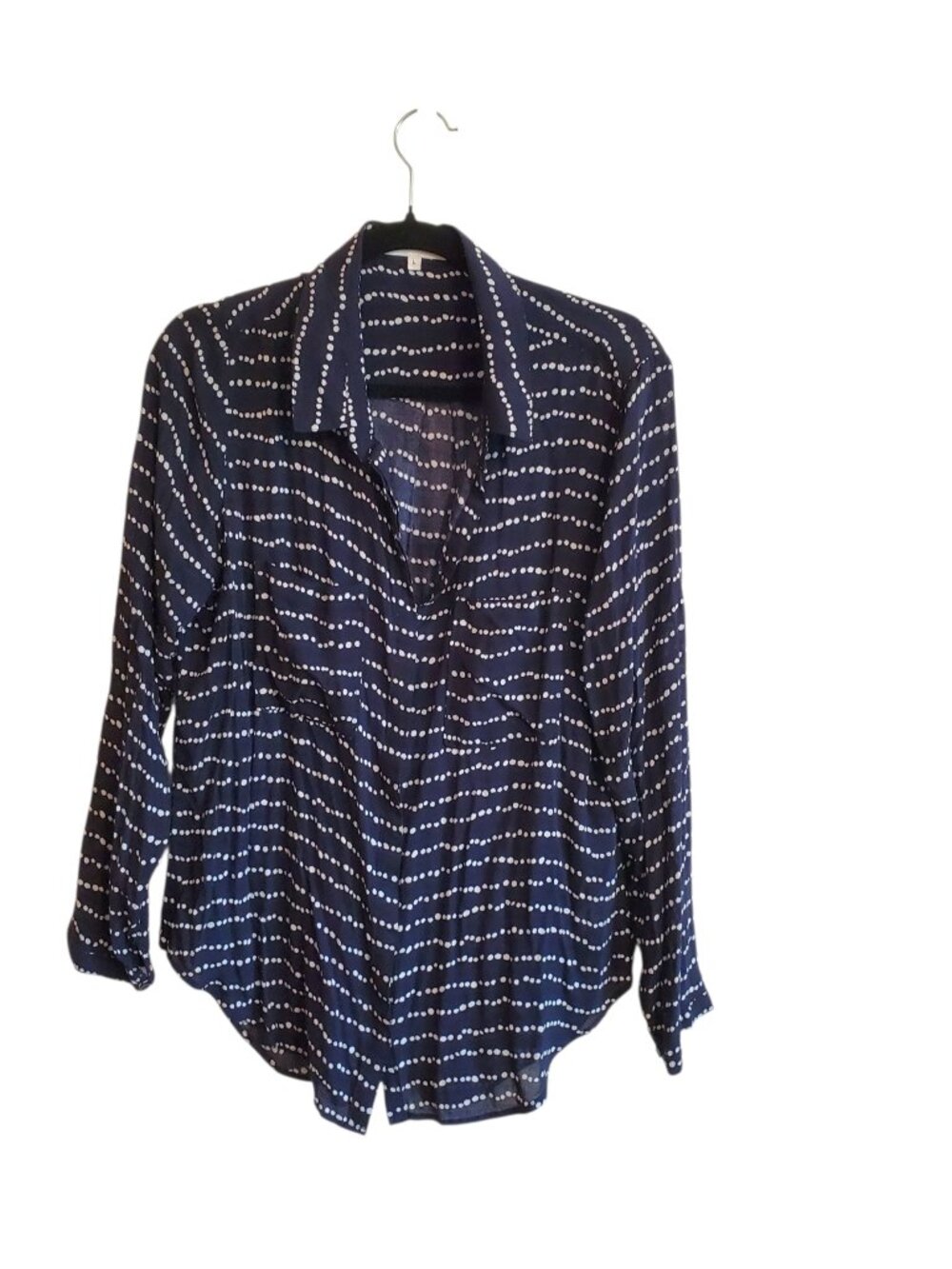 Bella Dahl Shirttail Button Up Navy and White Large